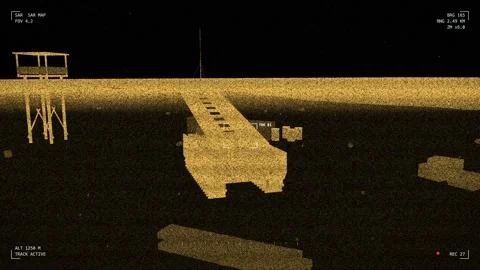 Radar imaging armoured bridge layer on a forward pad Stock Footage 342296976