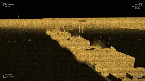 Radar imaging command post vehicle column on the move Video stock 342296777