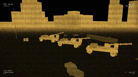 Radar imaging electromagnetic rail gun in a firing position 스톡 동영상 342302123