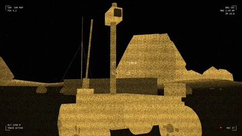 Radar imaging reconnaissance ground robot on a forward pad Vídeo Stock 342301087