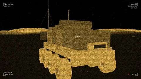 Radar imaging robotic supply mule on a forward pad Vídeos de archivo 342300925