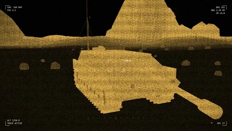 Radar imaging tank destroyer on a forward pad Video stock 342300560