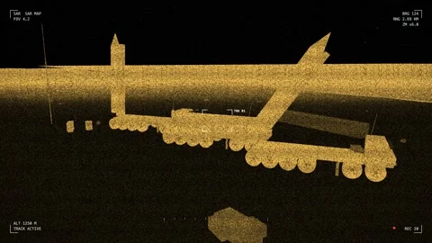 Radar imaging transporter erector launcher in a firing position 스톡 동영상 342305619