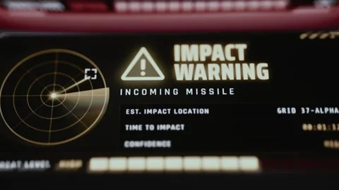 Radar Impact Warning With Target Data And Countdown 4K Stockbeeldmateriaal 341325452