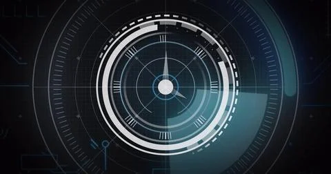 Radar interface displaying concentric rings, crosshair lines and compass needle Photos