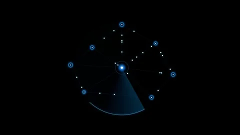 Radar interface scanning digital space with rotating beam for futuristic da.. Stock Footage 345276994