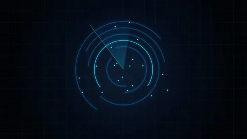 Radar interface scanning for signals displaying data on futuristic digital .. Vídeos de archivo 345838070