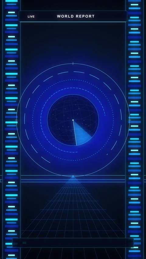 Radar loop animation hud screen blue technology digital data scifi Stock Footage 346650081