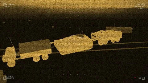 Radar map drone survey of a convoy 動画素材 342217564