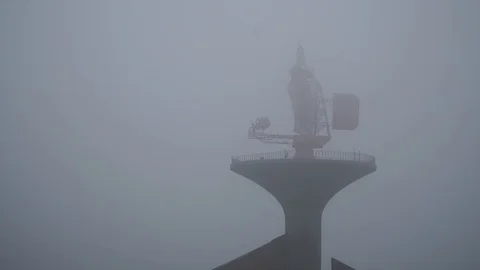 Radar in the mist Stock Footage 100844614