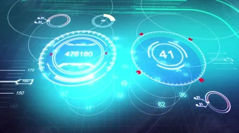 Radar or sensor interface screen numbers, scale, and light on computer sreen Stockbeeldmateriaal 61378911
