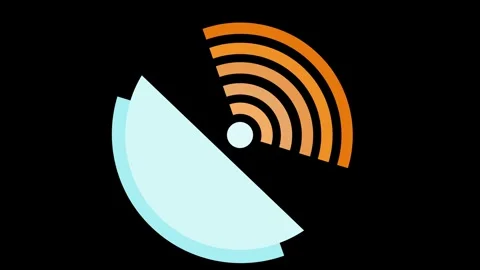 Radar satellite dish icon with . Simple animated illustration on black scre.. Stock Footage 270687409