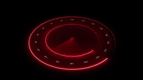 Radar scan animation with glowing red ring. Radar scan digital monitoring d.. Stock Footage 337132899
