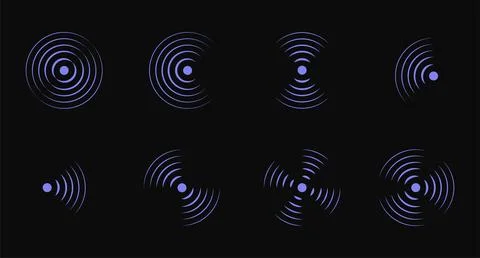 Radar Scan Sonar Pulse Circular Waves Pain icon set Stock Illustration