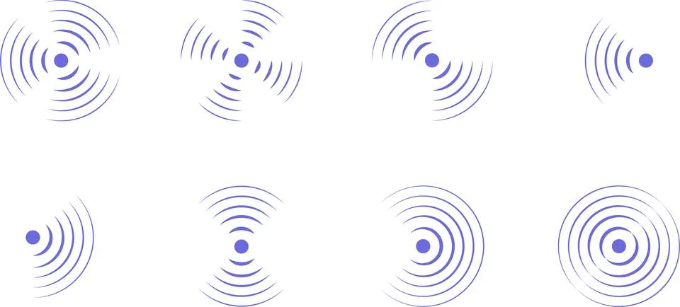 Radar Scan Sonar Pulse Circular Waves Pain icon set Stock Illustration