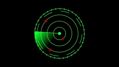 Radar scanner detecting targets in circular motion Stock Footage 305394049