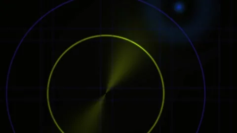 Radar Scanning Circle with Glowing Green Beam on Dark Grid Background Stock Footage 343757758