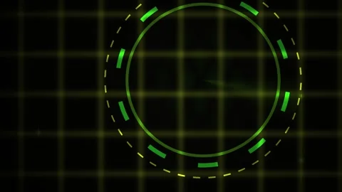 Radar Scanning Interface Loop Animation on Dark Grid Stock Footage 343757886