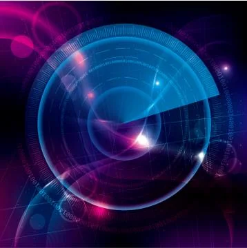 Radar on the science technology background.use layer overlay effect. Stock Illustration