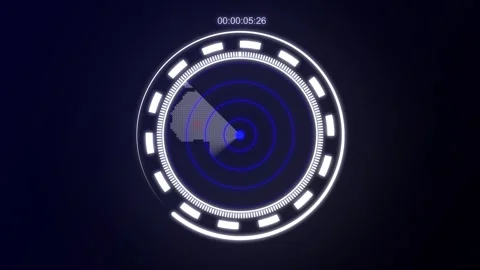 Radar screen animation with earth map and target. Radar screen digital trac.. Stock Footage 337022516