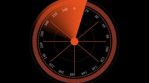 Radar screen animation on red color. Signal transmitted sonar radar .Radar .. Stock Footage 337659043