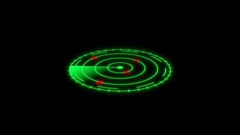 Radar screen animation with rotating scanner and red targets Stock Footage 306459808