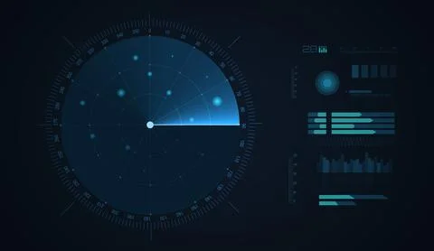 Radar screen background. Vector sonar Stock Illustration