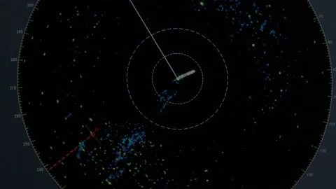 Radar screen on control panel. Navigation bridge Stock Footage 236655920
