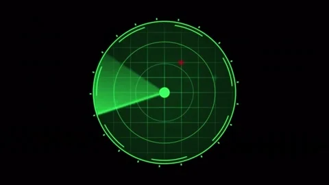 Radar Screen Detected Objects Sweeping Beam Animation Black Screen Video stock 302942016