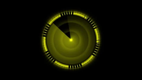 Radar screen display rotating with glowing yellow light and circular graphi.. Stock Footage 339985573