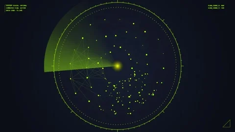 Radar Screen Displaying Navigation and Detection of Objects in Space Stock Footage 348423916