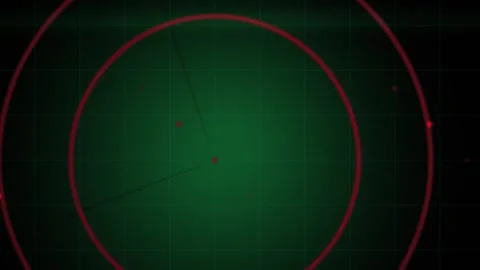 Radar Screen Displaying Target Tracking on Green Grid System Stock Footage 343758278