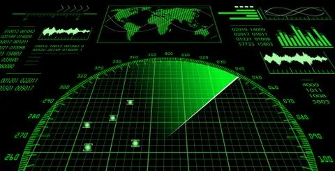 Radar screen with futuristic user interface HUD. Stock Illustration