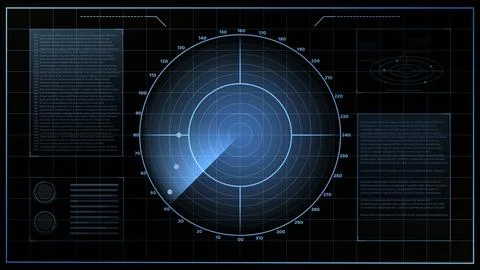 Radar screen HUD interface with sonar circles Stock-Illustration
