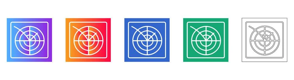 Radar Screen Icons with Gradient Spectrum Illustrazione stock