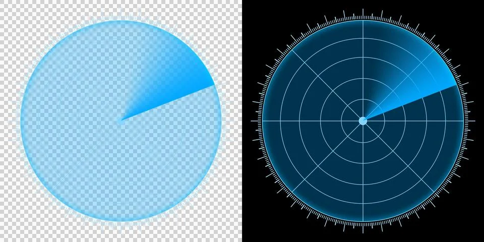 Radar Screen Interface Futuristic Blue  with Rotating Scan Beam and Circular Gri イラスト素材