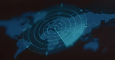 Radar screen overlayed on a world map | Stock Video | Pond5