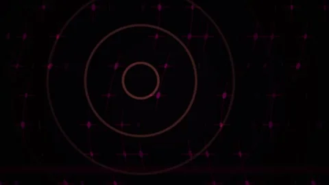 Radar Screen with Purple Glowing Target Dots on Dark Background for Tech Them Stock Footage 343758984