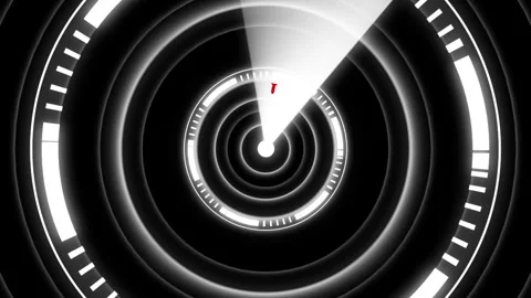Radar screen scans in a digital tunnel while a red arrow appears on a black.. Stock Footage 339985608
