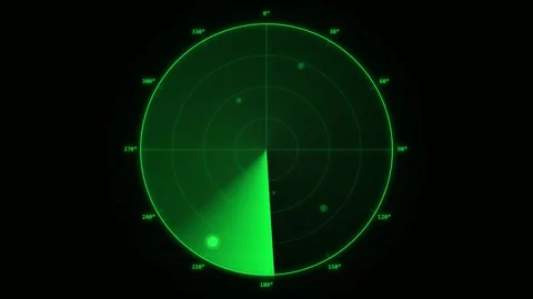 Radar screen scans for targets on black background radar system with detect.. Video stock 346243760