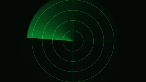 Radar screen shows detection in a dark room with green Stock Footage 338234919