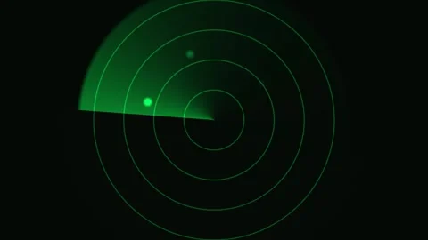 Radar screen shows moving objects in dark environment Stock Footage 338185065
