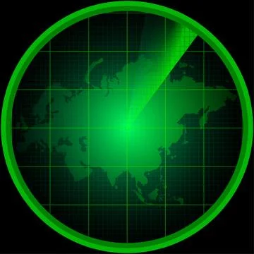 Radar screen with a silhouette of Eurasia Stock Illustration