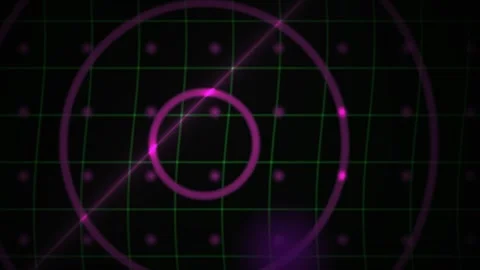 Radar Screen Target Grid with Glowing Purple Circles for Futuristic Tech Ba.. Stock Footage 343758587