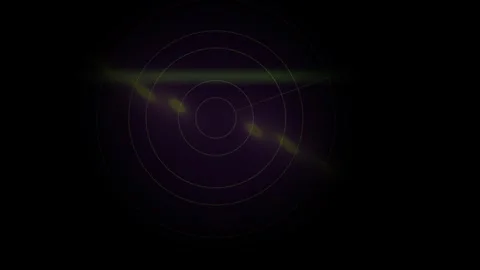 Radar Screen Tracking Yellow Target Square on Dark Green Interface Display Stock Footage 343758452
