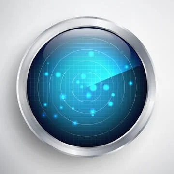 Radar Screen Vector. Digital Screen With World Map. Futuristic Background. Stock Illustration