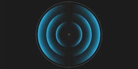 Radar screen. Wifi range. Sound wave. Signal concentric circle. Round light 스톡 일러스트
