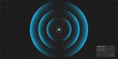 Radar screen. Wifi range. Sound wave. Signal concentric circle. Round light Illustrazione stock