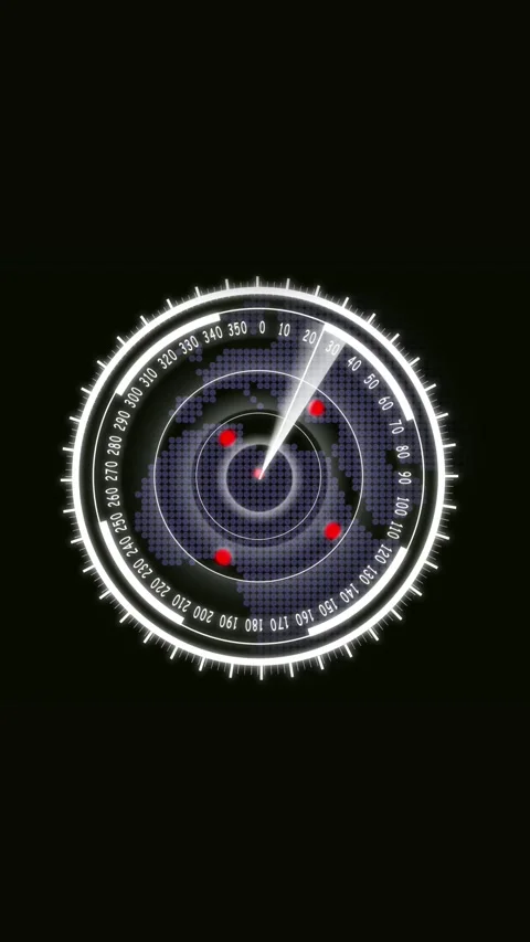 Radar Screen with World Map and Red Target Indicator on Dark vertical mobil.. Stock Footage 321631521