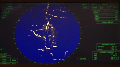 Radar in a ship maneuvers simulator. Port of Kaohsiung, Taiwan. Stock Footage 66446829